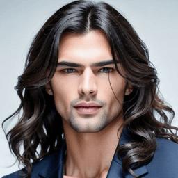 Long Wavy Black Hairstyle AI avatar/profile picture for men